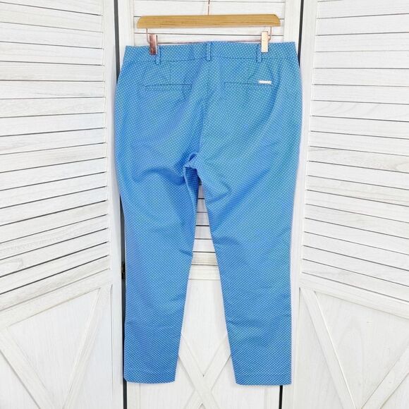 Michael Michael Kors Polkadot Crop Chino Pants Blue White 10 Cotton Twill - Picture 4 of 15